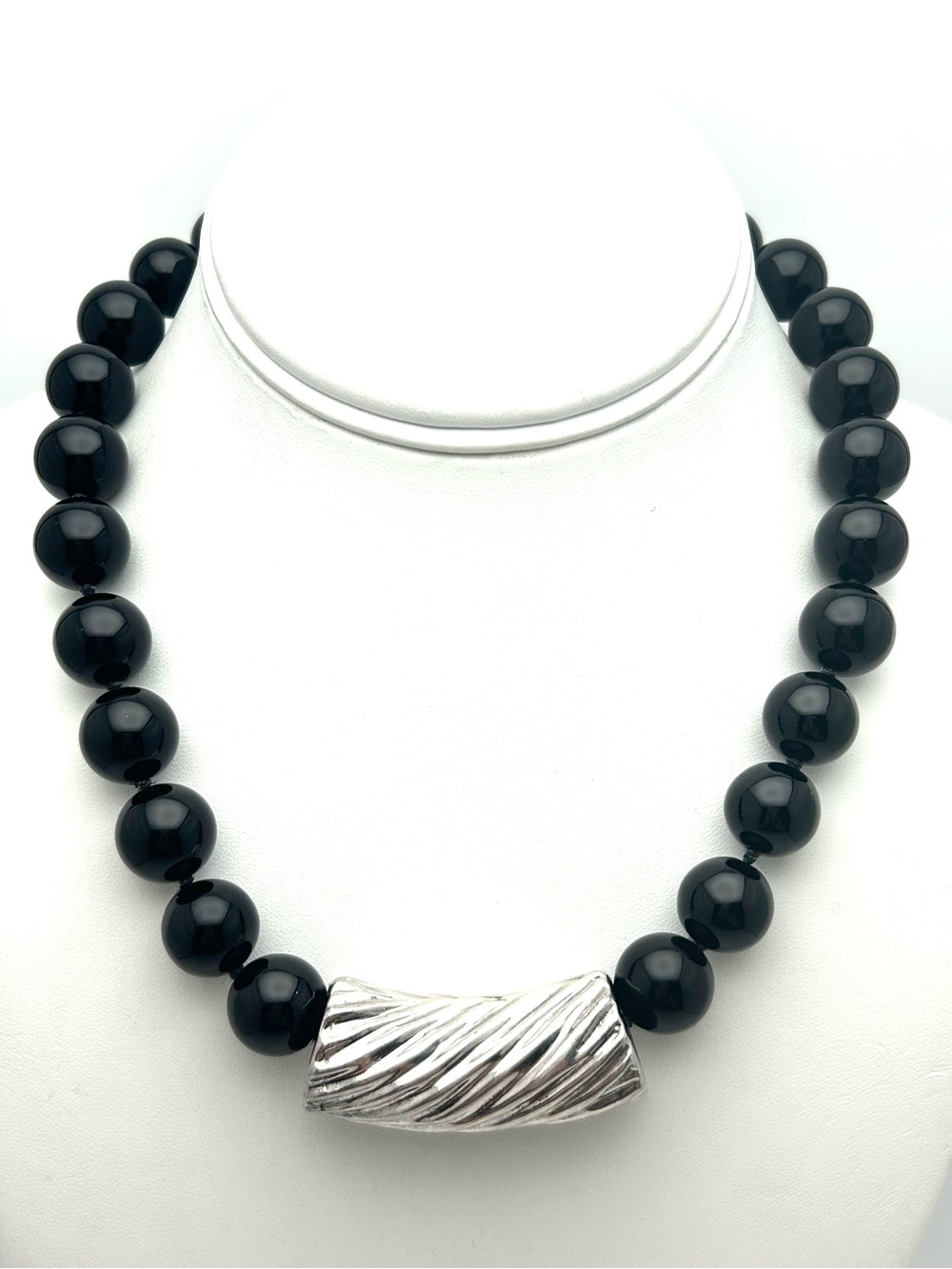 Simon Sebbag SSD Sterling Silver Pendant Black Onyx Beaded Necklace